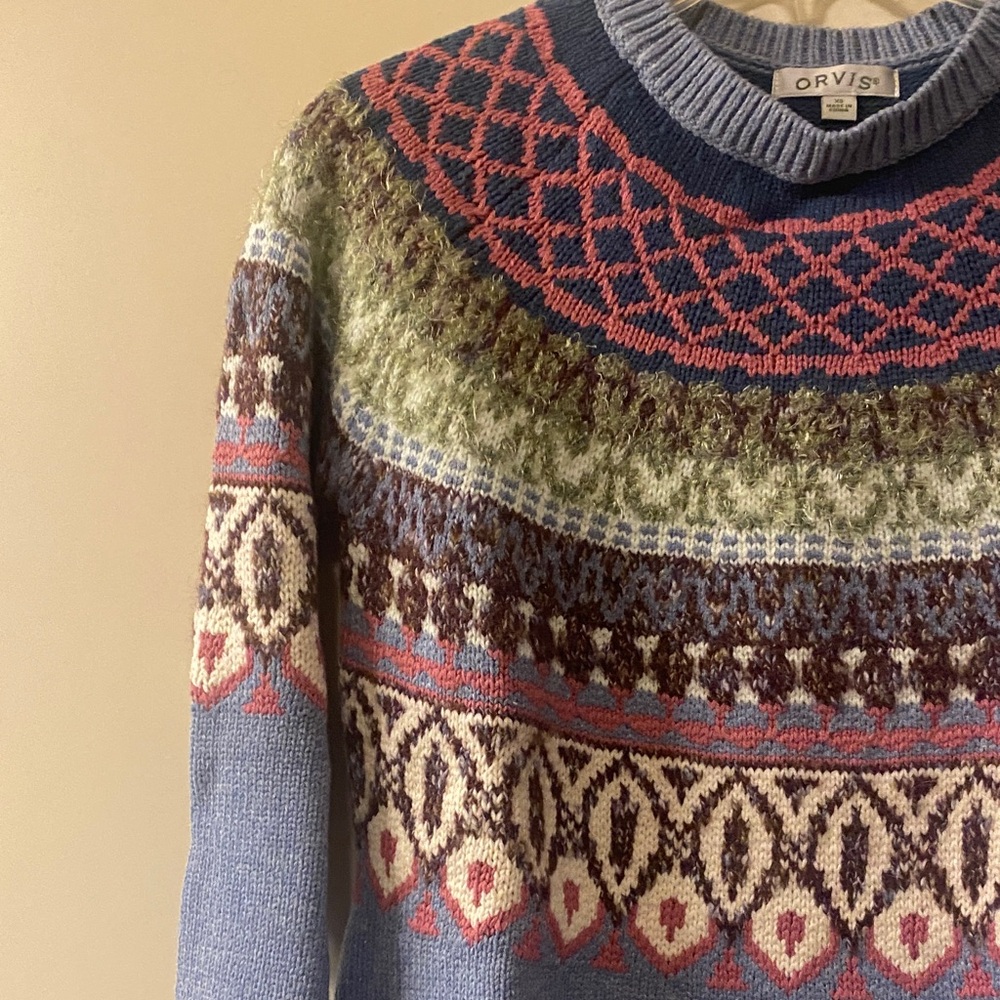 Orvis Multicolor Patterned Crew Neck Sweater - Picture 3 of 4